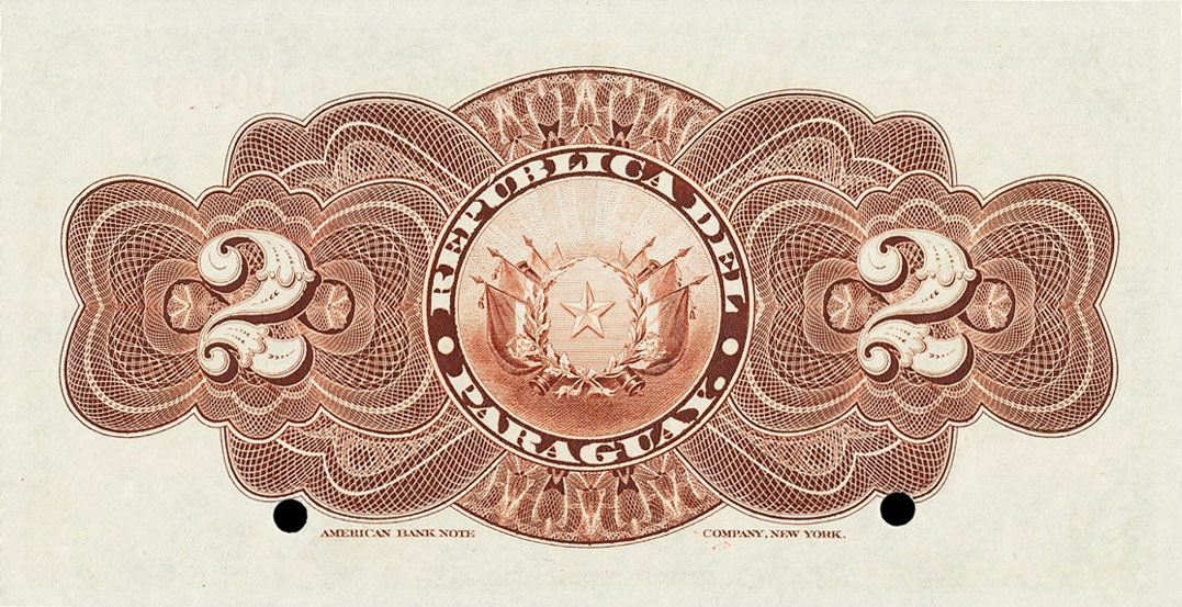 Back of Paraguay p107s1: 2 Pesos from 1903