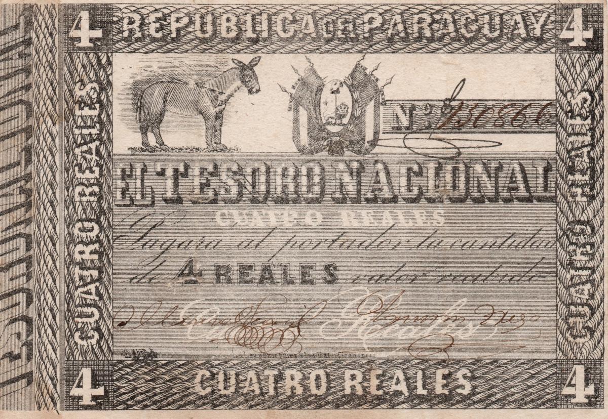 Front of Paraguay p10: 4 Reais from 1860