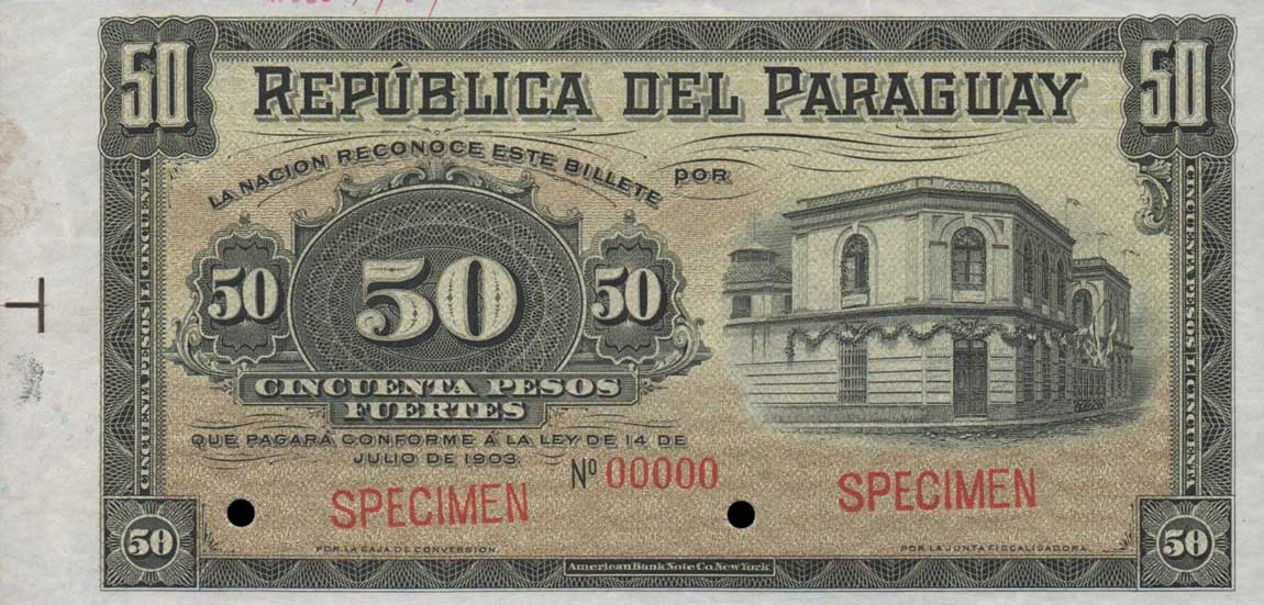 Front of Paraguay p111s2: 50 Pesos from 1903