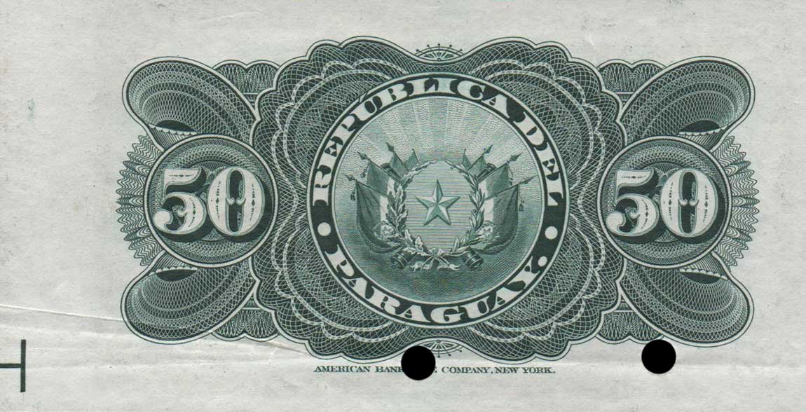 Back of Paraguay p115s: 50 Centavos from 1907