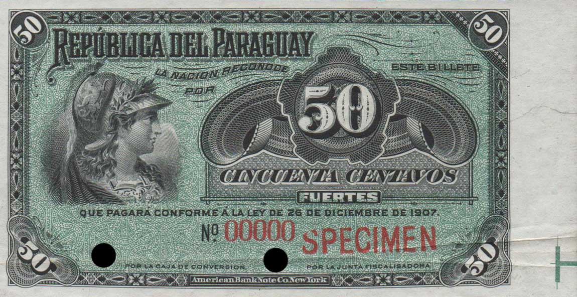 Front of Paraguay p115s: 50 Centavos from 1907