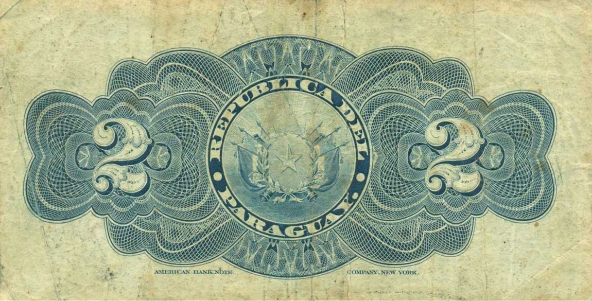 Back of Paraguay p117a: 2 Pesos from 1907