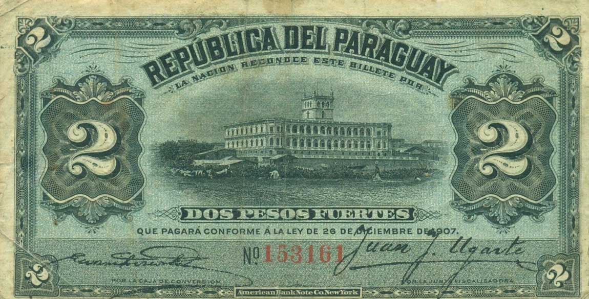 Front of Paraguay p117a: 2 Pesos from 1907