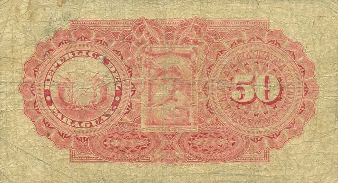 Back of Paraguay p121a: 50 Pesos from 1907