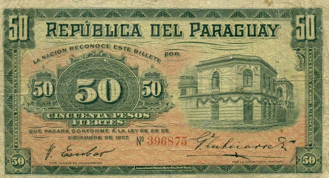 Front of Paraguay p121a: 50 Pesos from 1907