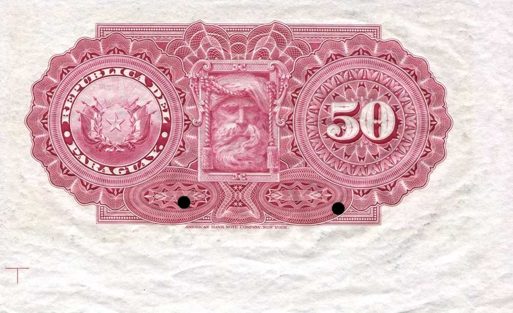 Back of Paraguay p121s: 50 Pesos from 1907