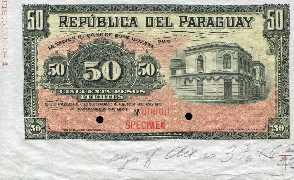 Front of Paraguay p121s: 50 Pesos from 1907