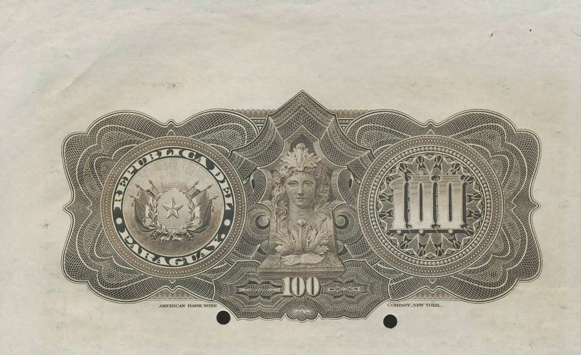 Back of Paraguay p122s: 100 Pesos from 1907