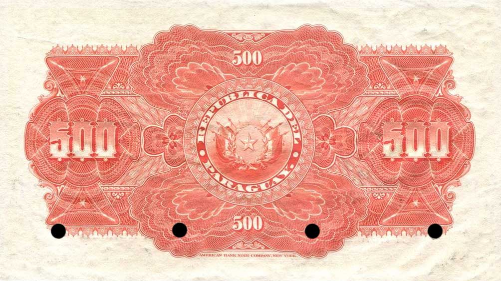 Back of Paraguay p124s: 500 Pesos from 1907