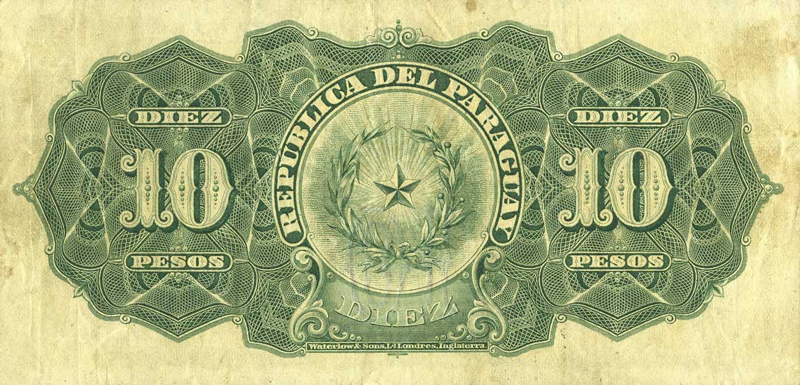 Back of Paraguay p129: 10 Pesos from 1912