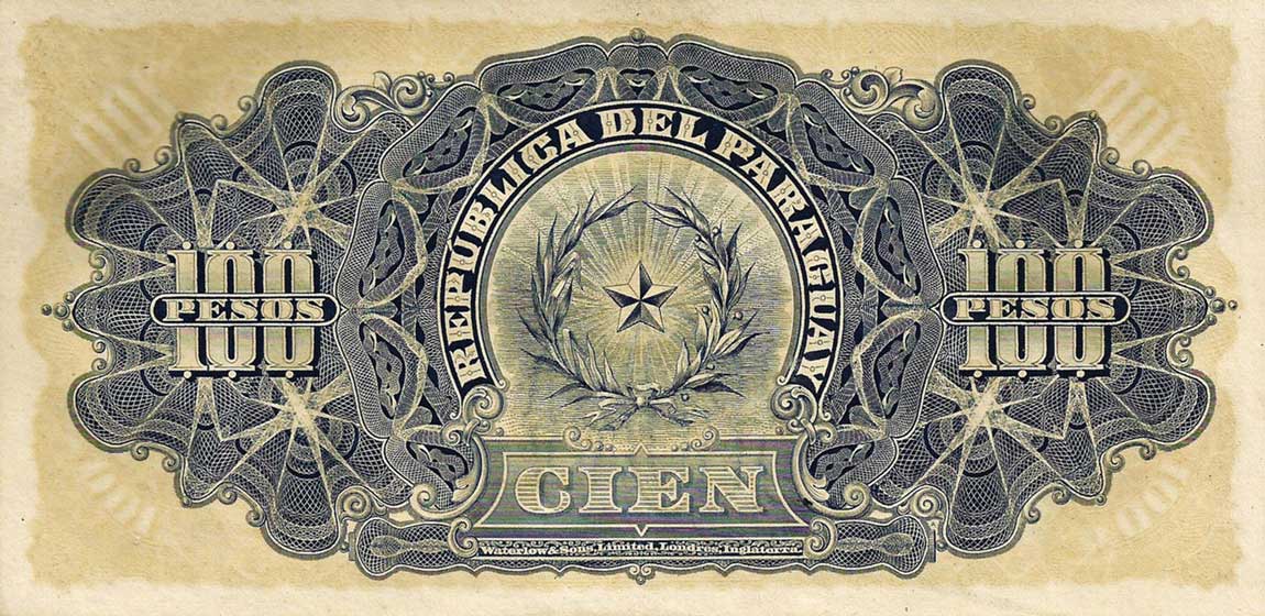 Back of Paraguay p134: 100 Pesos from 1912