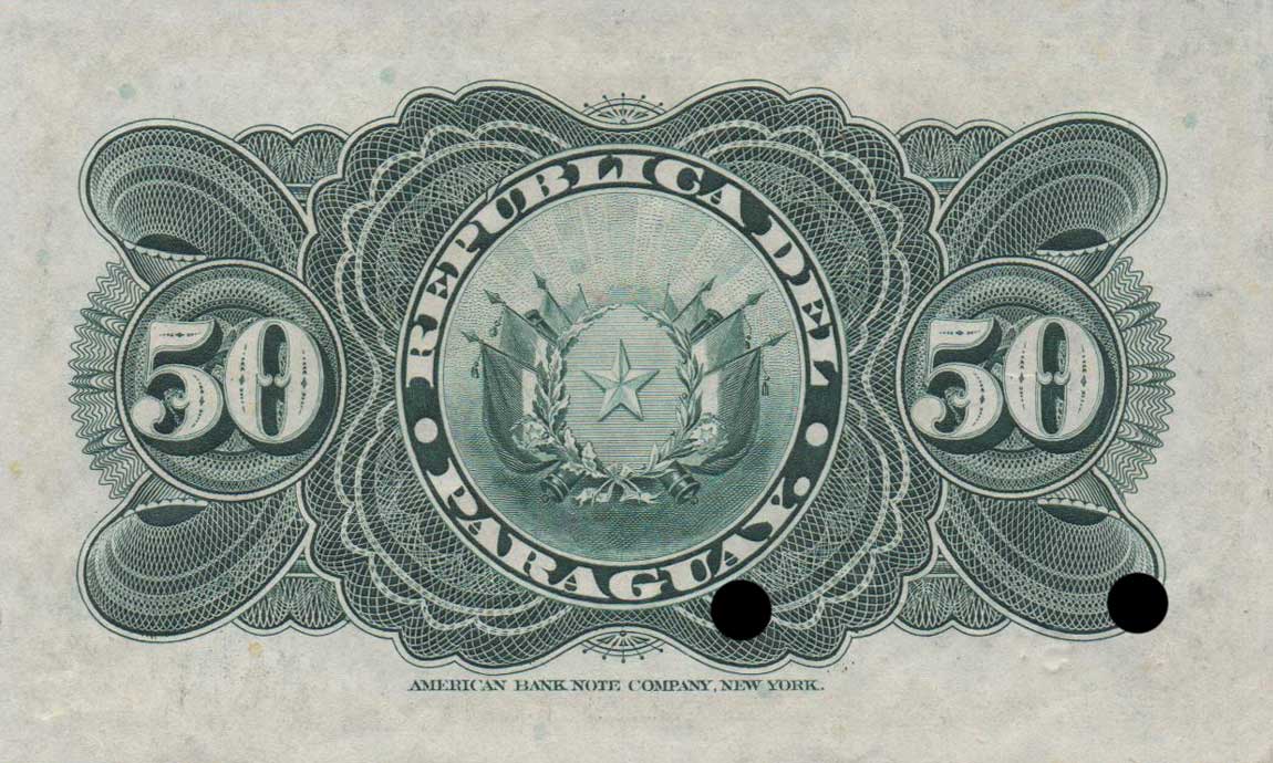 Back of Paraguay p137s: 50 Centavos from 1916