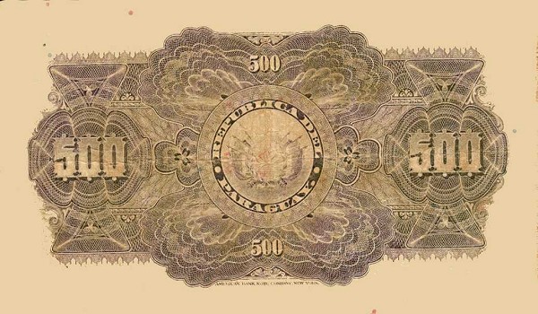 Back of Paraguay p148a: 500 Pesos from 1920