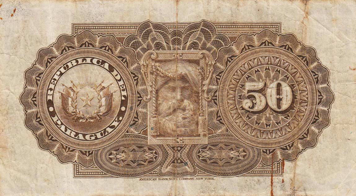 Back of Paraguay p151a: 50 Pesos from 1920