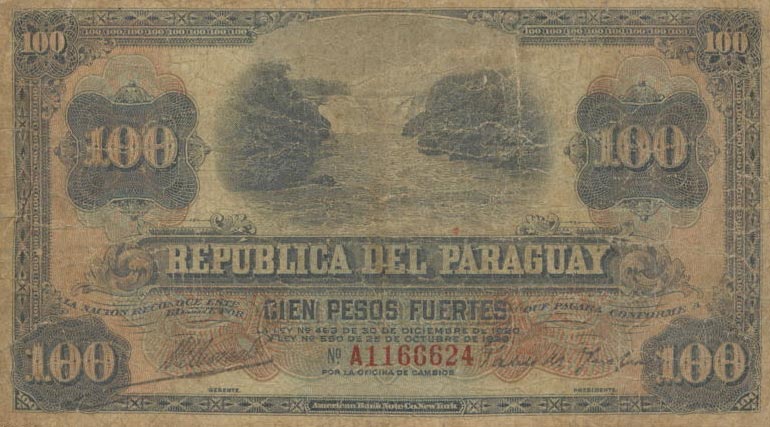 Front of Paraguay p152a: 100 Pesos from 1920