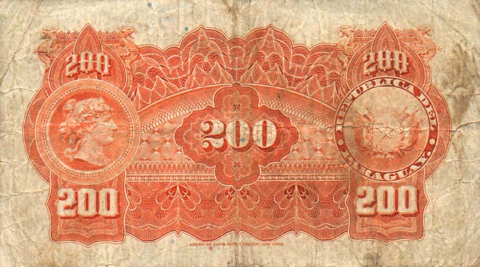 Back of Paraguay p153a: 200 Pesos from 1920