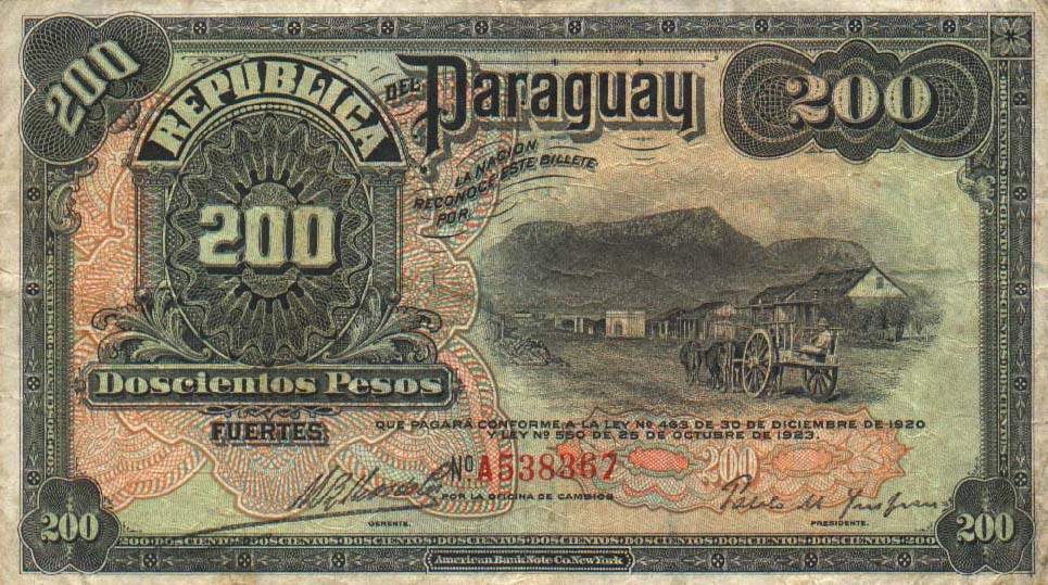 Front of Paraguay p153a: 200 Pesos from 1920