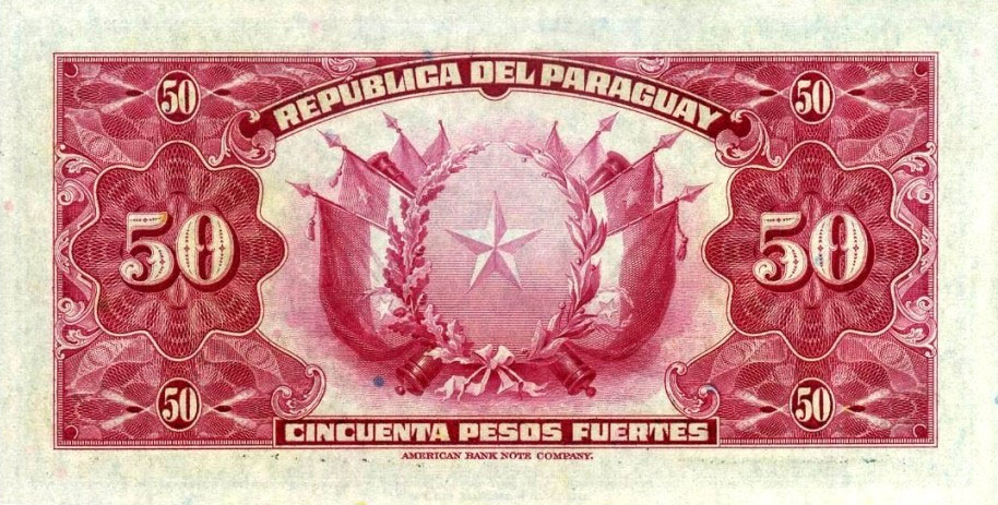 Back of Paraguay p165a: 50 Pesos from 1923