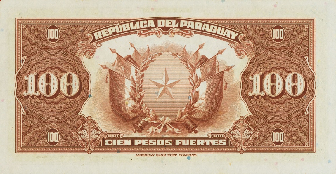 Back of Paraguay p167a: 100 Pesos from 1923