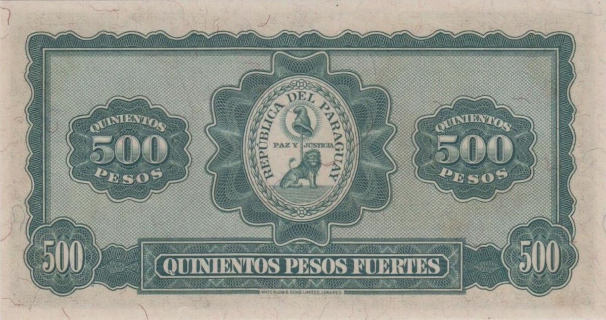 Back of Paraguay p169: 500 Pesos from 1923