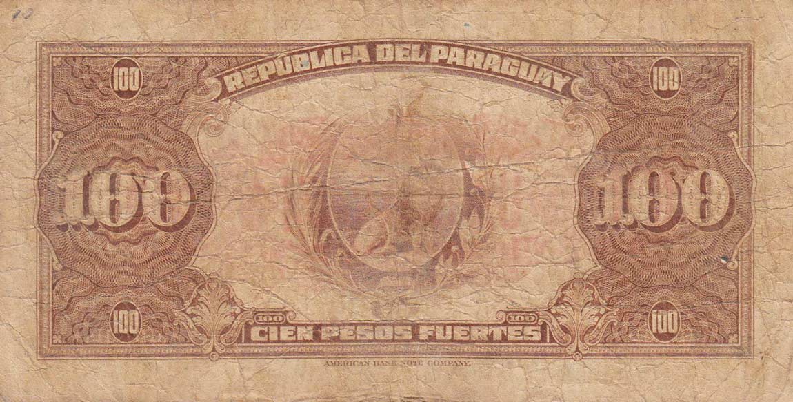 Back of Paraguay p173a: 1 Guarani from 1943
