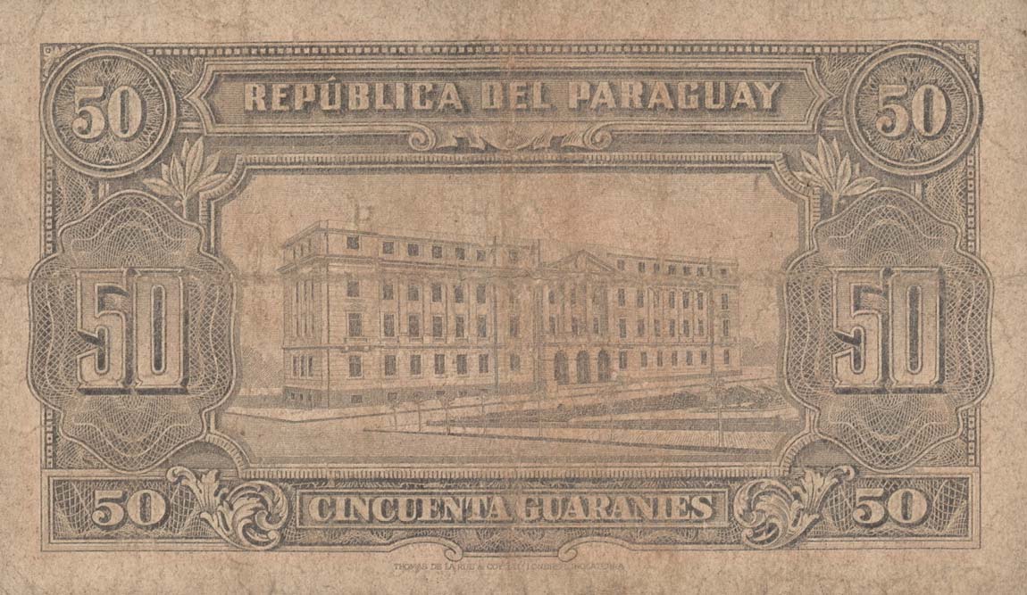 Back of Paraguay p181: 50 Guaranies from 1943