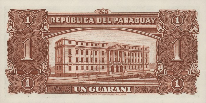 Back of Paraguay p185b: 1 Guarani from 1952