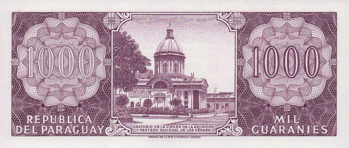 Back of Paraguay p201a: 1000 Guarani from 1952