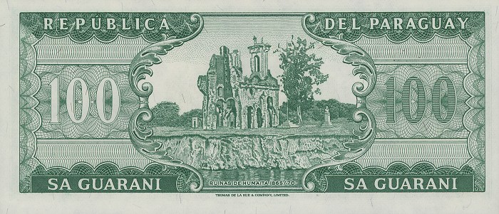 Back of Paraguay p205a: 100 Guarani from 1952