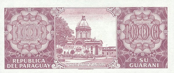 Back of Paraguay p214a: 1000 Guarani from 1998