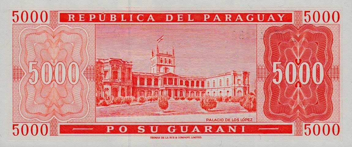 Back of Paraguay p215: 5000 Guarani from 1997