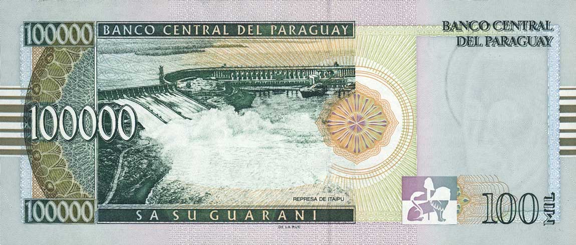 Back of Paraguay p226: 100000 Guarani from 2004