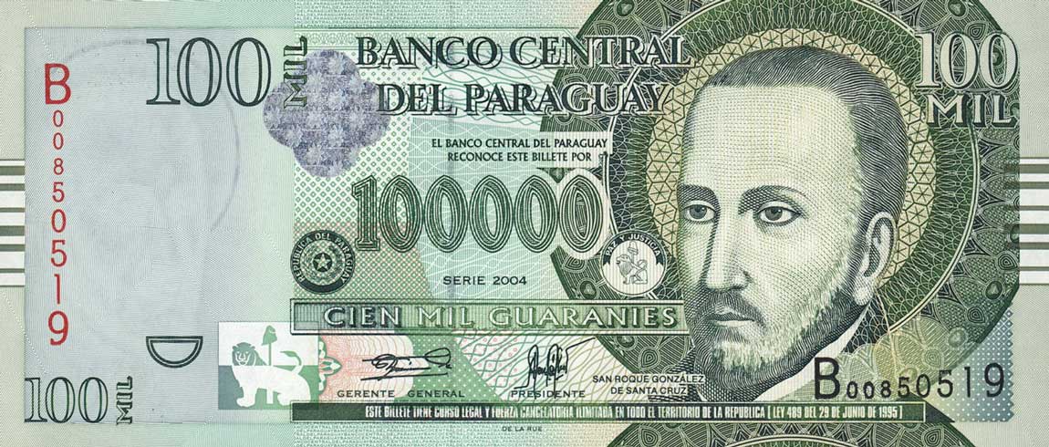 Front of Paraguay p226: 100000 Guarani from 2004