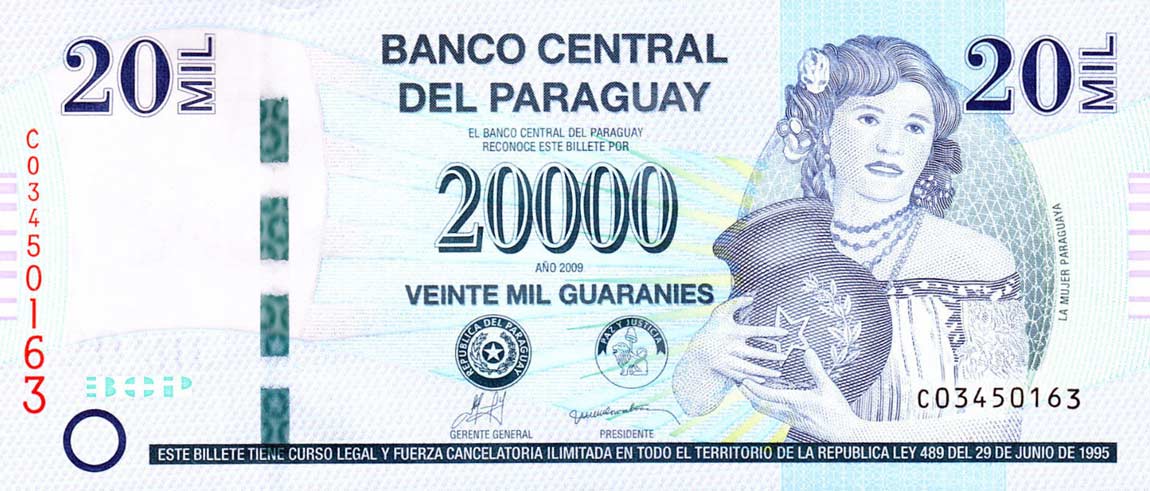 Front of Paraguay p230b: 20000 Guarani from 2009