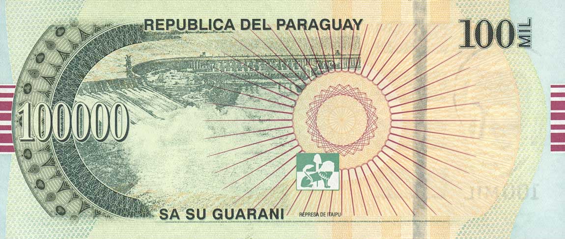 Back of Paraguay p233a: 100000 Guarani from 2007