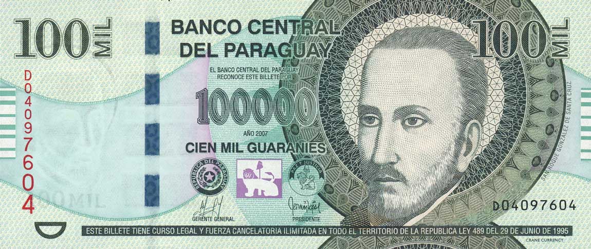 Front of Paraguay p233a: 100000 Guarani from 2007