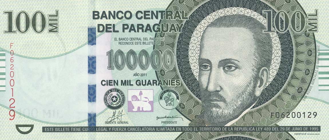 RealBanknotes.com > Paraguay p233c: 100000 Guarani from 2011