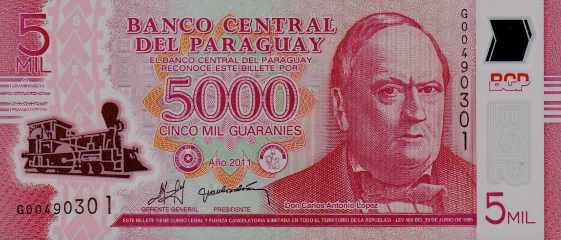 Front of Paraguay p234a: 5000 Guarani from 2011