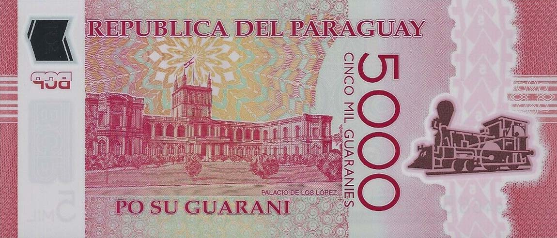 Back of Paraguay p234c: 5000 Guarani from 2017