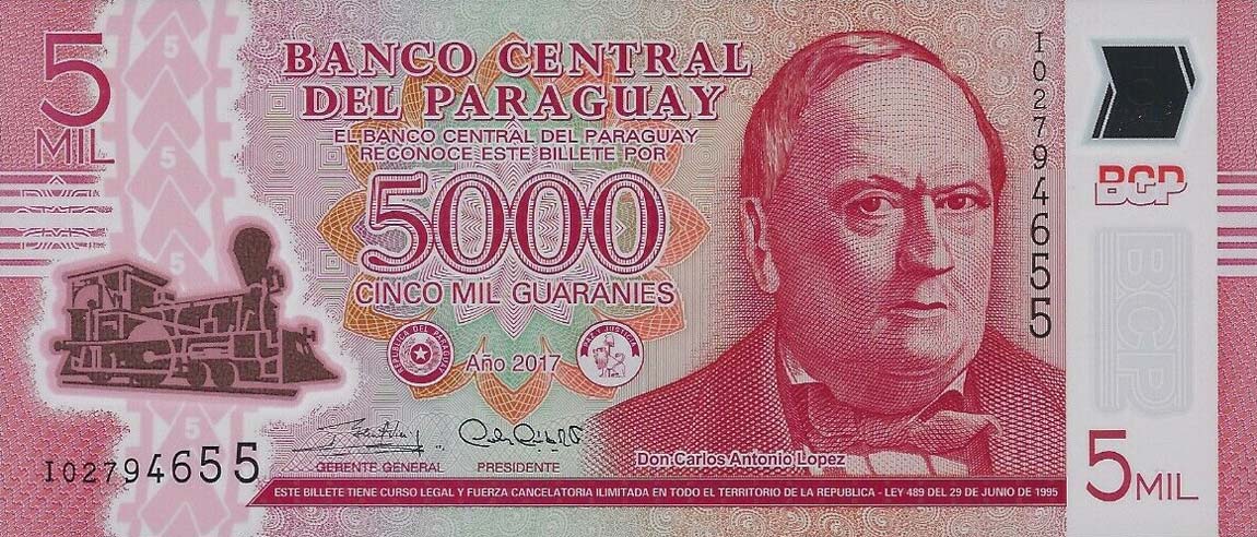 Front of Paraguay p234c: 5000 Guarani from 2017