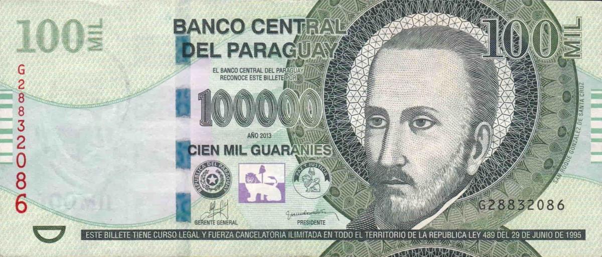 Front of Paraguay p237a: 100000 Guarani from 2013