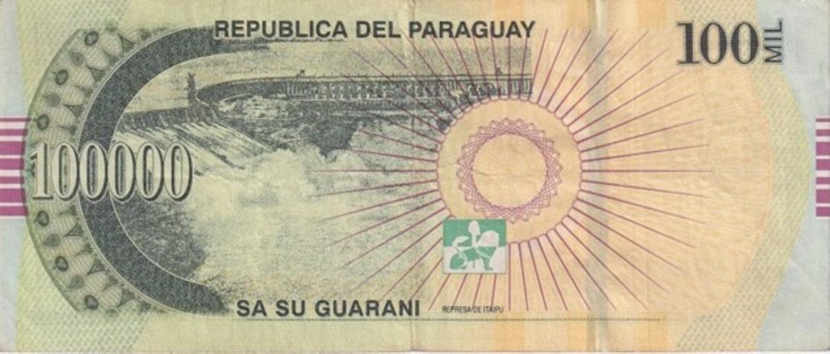 Back of Paraguay p237b: 100000 Guarani from 2013