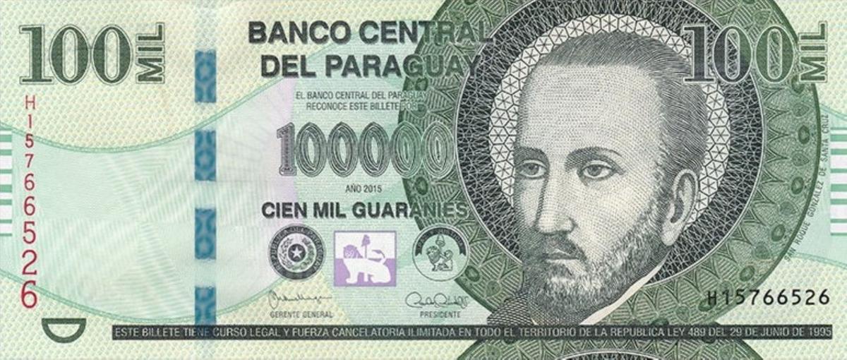 Front of Paraguay p240a: 100000 Guarani from 2015