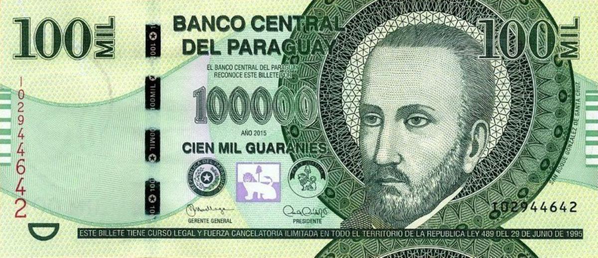 Front of Paraguay p240b: 100000 Guarani from 2016