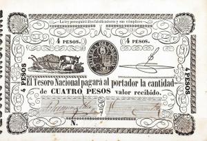 p28 from Paraguay: 4 Pesos from 1865