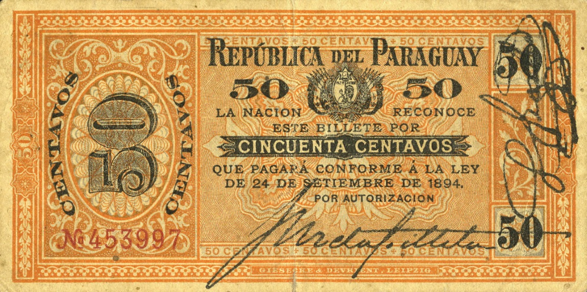 Front of Paraguay p87: 50 Centavos from 1894