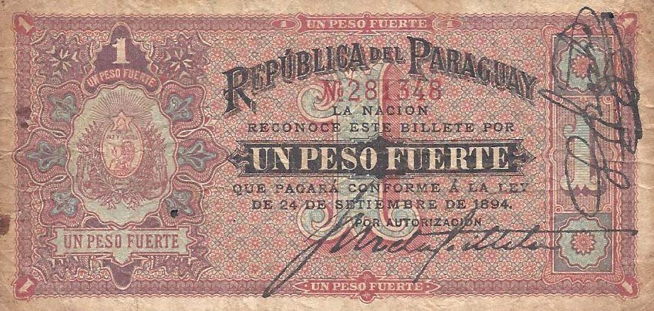 Front of Paraguay p88: 1 Peso from 1894