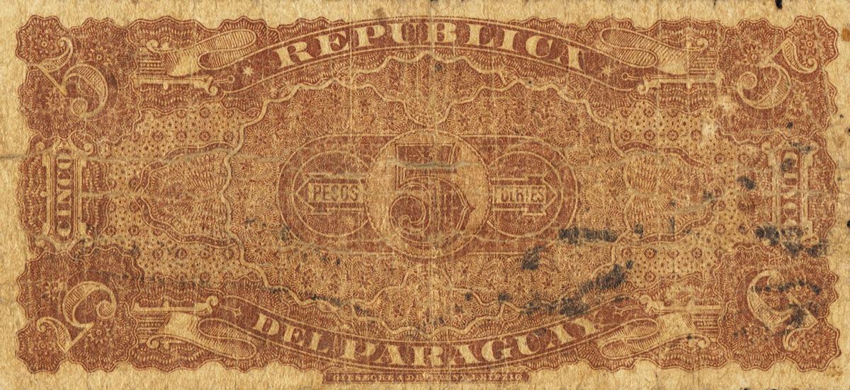 Back of Paraguay p89: 5 Pesos from 1894