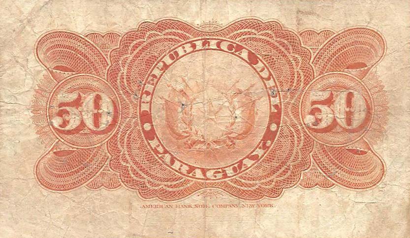 Back of Paraguay p95a: 50 Centavos from 1899