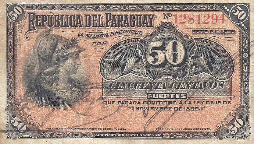 Front of Paraguay p95a: 50 Centavos from 1899